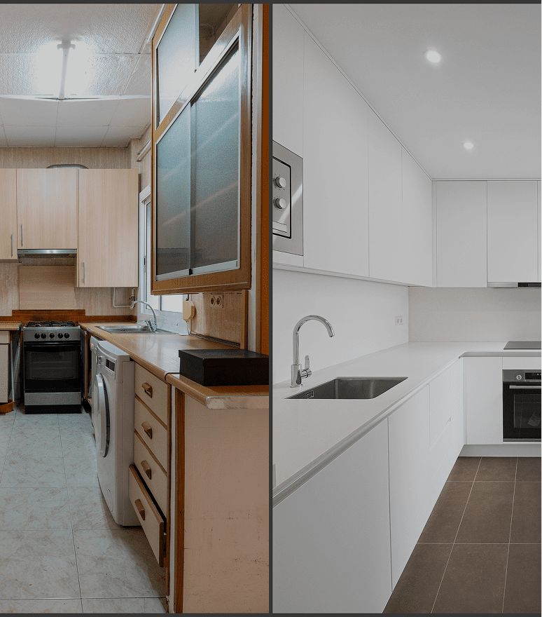 Old and new kitchen comparison